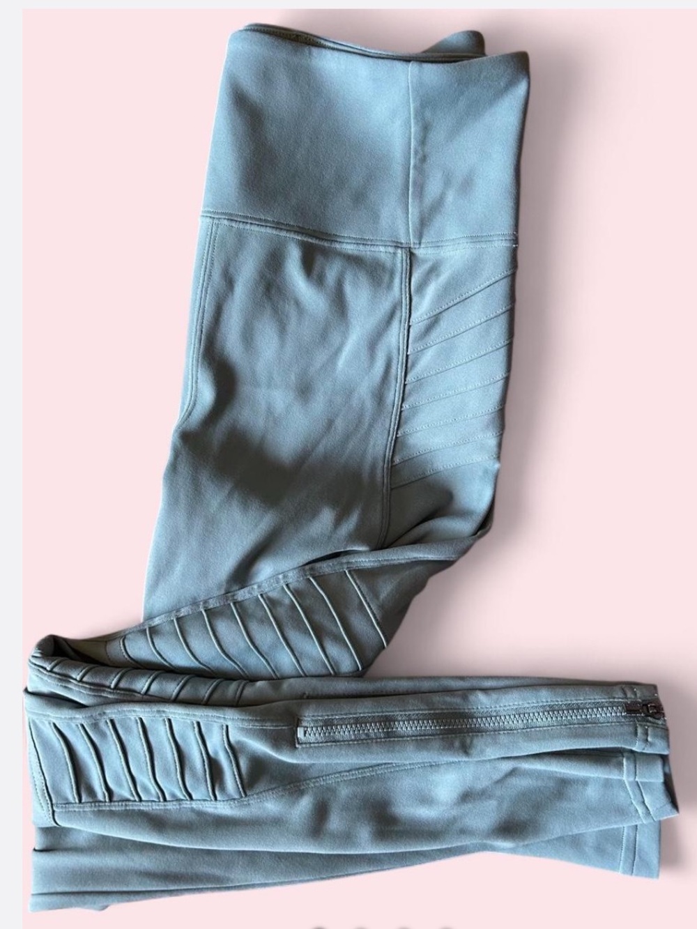 Athleta Women's Grey Stone Blue Work out Leggings Ankle Zipper